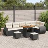 vidaXL Tuin Sofa Set met kussen 9 pcs Zwart en Cr&egrave;me Poly Rattan