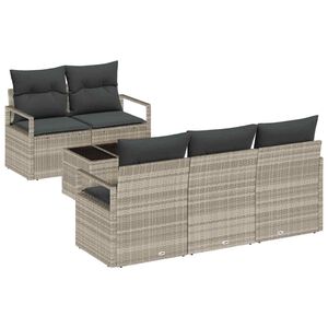 vidaXL Tuin Sofa Set 6 pcs Licht Grijs en Donker Grijs poly rattan