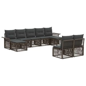vidaXL Tuinbankenset 9 st Grijs poly rattan