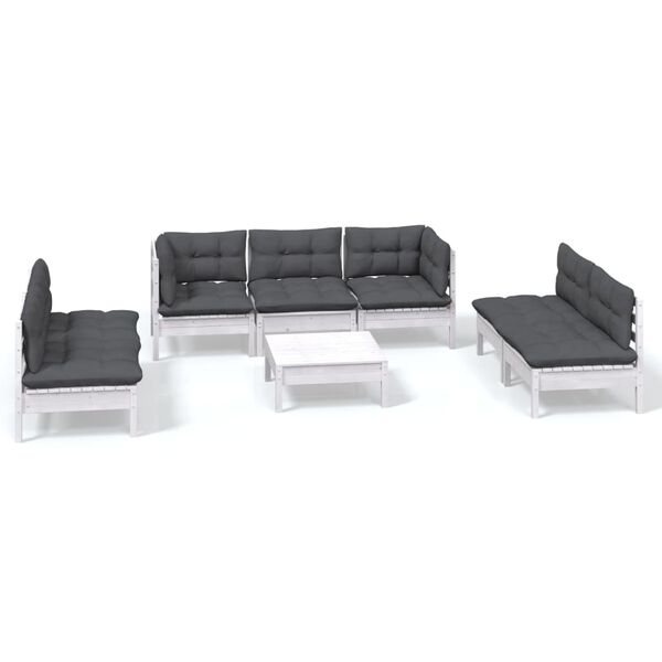 vidaXL 8-delige Loungeset met kussens massief grenenhout