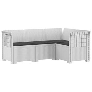 vidaXL 4-Zits Tuin Sofa met Kussens Rattan Look PP Wit