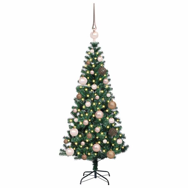 vidaXL Kunstmatig Voorverlicht Kerstboom Groen 120 cm PVC en Metaal