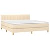 vidaXL Boxspring met matras stof cr&egrave;mekleurig 160x200 cm