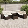 vidaXL 9-delige Loungeset met kussens poly rattan bruin
