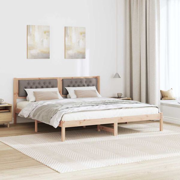 vidaXL Bedframe met hoofdeinde Taupe 160 x 200 cm Massief grenenhout