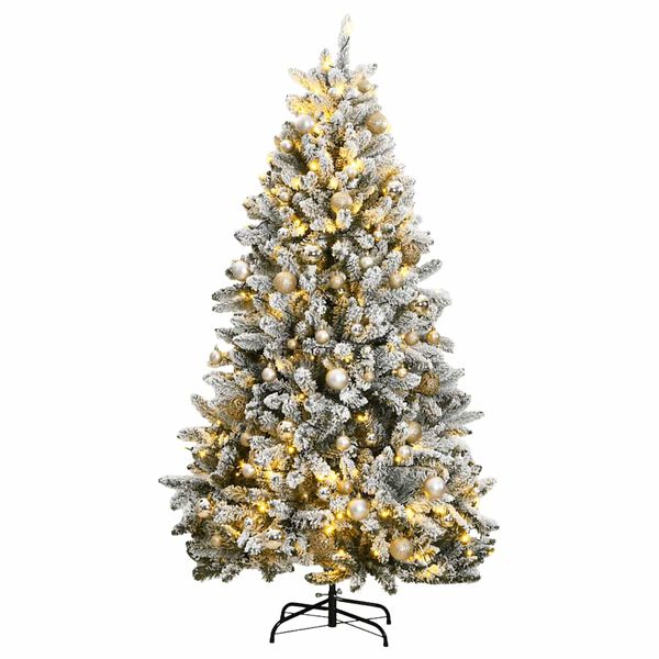 vidaXL Kunstkerstboom met scharnieren 300 LED's en kerstballen 240 cm