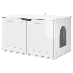 vidaXL Kattenhuis Glanzend Wit 85 x 55 x 50,5 cm Bewerkt hout