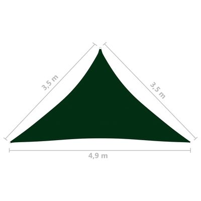 vidaXL Zonnescherm driehoekig 3,5x3,5x4,9 m oxford stof donkergroen