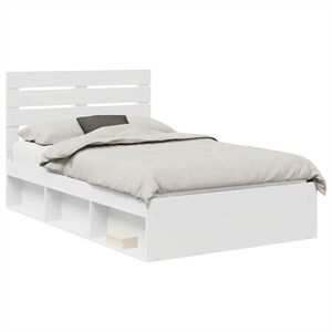 vidaXL Bedframe met hoofdeinde Wit 120 x 190 cm Massief grenenhout