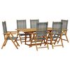 vidaXL 7-delige Tuinset poly rattan en massief hout grijs