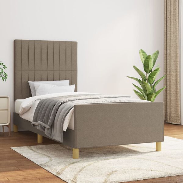 vidaXL Bedframe zonder matras 100x200 cm stof taupe