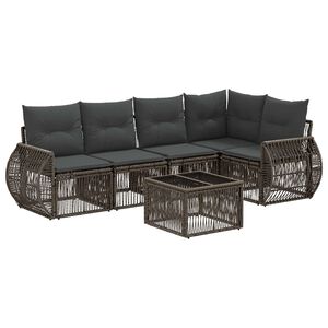 vidaXL Tuinbankenset 6 pcs Grijs en Donkergrijs poly rattan