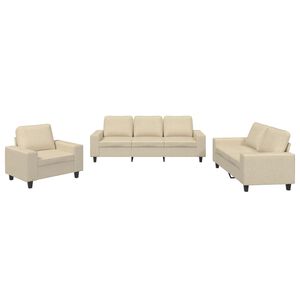 vidaXL 3-delige Loungeset stof cr&egrave;mekleurig