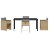 vidaXL Tuin eettafelset met kussen 5 pcs Beige poly rattan