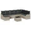 vidaXL Tuin Sofa Set met kussen 9 pcs Lichtgrijs Poly riet