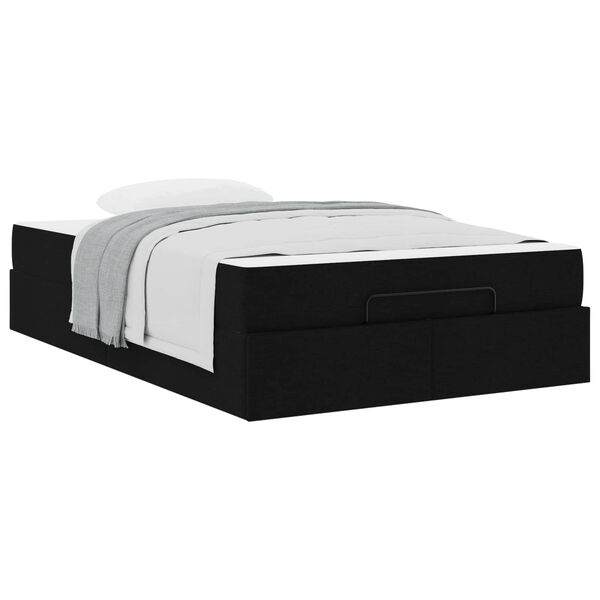 vidaXL Bedframe met matras met matras 2 pcs Zwart Stof