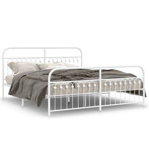 vidaXL Bedframe met hoofd- en voeteneinde metaal wit 183x213 cm