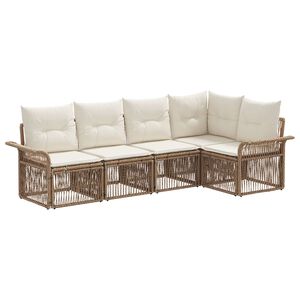 vidaXL Tuinbankenset 5 st Beige poly rattan