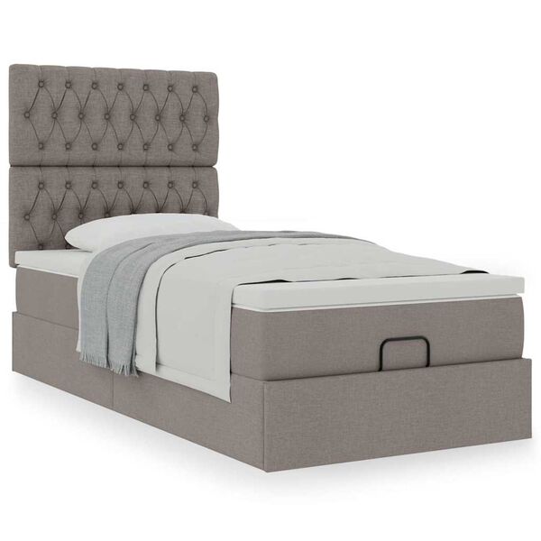 vidaXL Ottoman bed met matras 80x200cm stof taupe