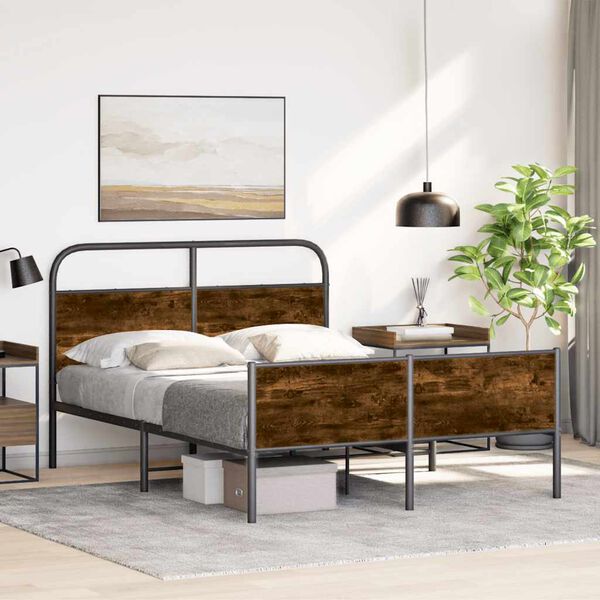 vidaXL Bedframe zonder matras bewerkt hout sonoma eikenkleur 135x190cm