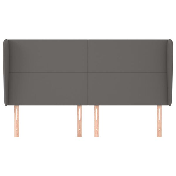 vidaXL Hoofdbord met randen 183x23x118/128 cm kunstleer grijs