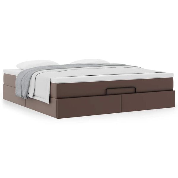 vidaXL Ottoman bed met matras 180x200cm kunstleer bruin