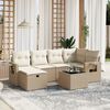 vidaXL 6-delige Loungeset met kussens poly rattan beige