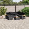 vidaXL 8-delige Loungeset met kussens poly rattan zwart