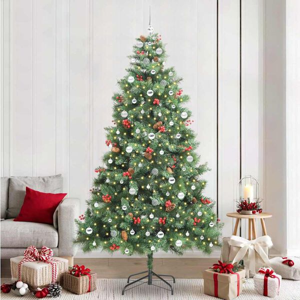 vidaXL Kunstkerstboom met LED -striplichten Groen 240 cm PVC en Metaal