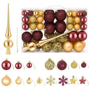 vidaXL Kerstballen set 111 st Goud en wijnrood 6 cm Polystyreen