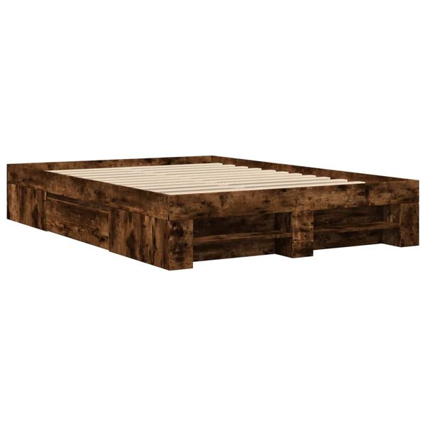 vidaXL Bedframe zonder matras hout gerookt eikenkleurig 140x200 cm