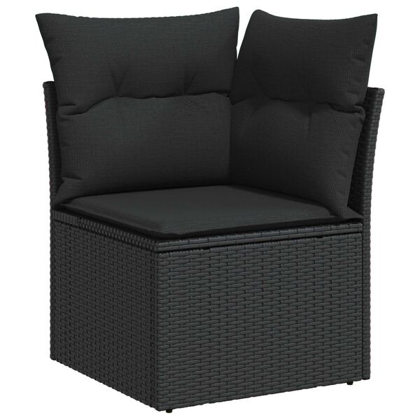 vidaXL Tuin Sofa Set met kussen met opslag 12 pcs Zwart Poly Rattan