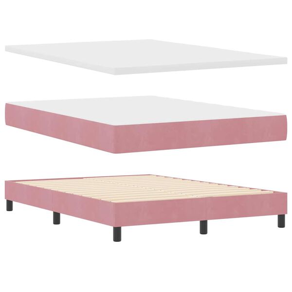 vidaXL Boxspringbed met matras Roze 140 x 200 cm Fluweel