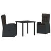 vidaXL Tuin eettafelset 3 st Zwart poly rattan