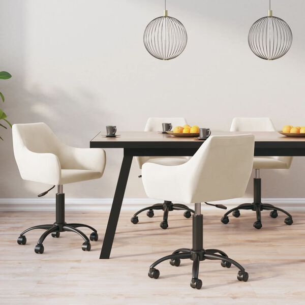 vidaXL Eetkamerstoelen draaibaar 4 st fluweel cr&egrave;mekleurig