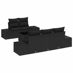 vidaXL Tuin Sofa Set met kussen met opslag 6 pcs Zwart poly rattan