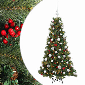 vidaXL Kunstkerstboom met kerstbal 150 cm 150 LED's Warmwit