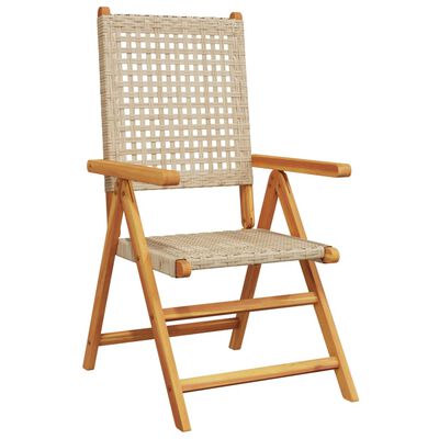 vidaXL Tuinstoelen 2 st massief acaciahout en poly rattan beige