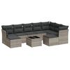 vidaXL 10-delige Loungeset met kussens poly rattan lichtgrijs