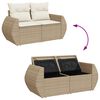 vidaXL 10-delige Loungeset met kussens poly rattan beige