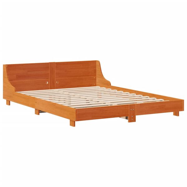 vidaXL Bed met matras massief grenenhout wasbruin 140x190 cm