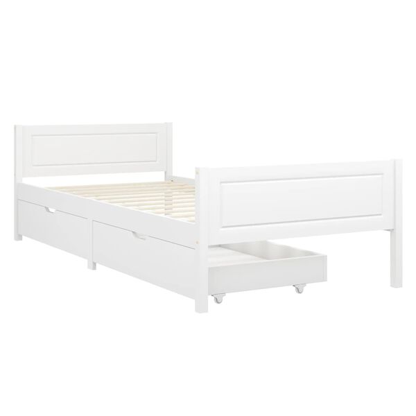 vidaXL Bedframe met 2 lades massief grenenhout wit 90x200 cm