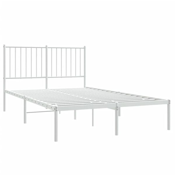 vidaXL Bedframe met hoofdbord metaal wit 120x190 cm