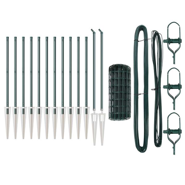 vidaXL Hek met Paal Groen 0,8 x 25 m Staal en PVC