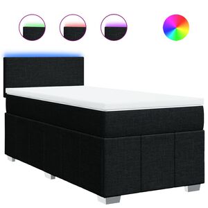 vidaXL Boxspring met matras stof zwart 80x200 cm