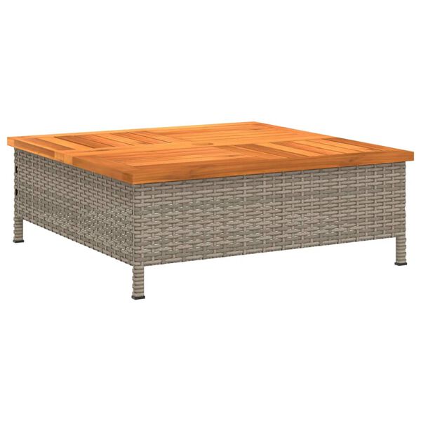 vidaXL Tuintafel 70x70x25 cm poly rattan en acaciahout grijs
