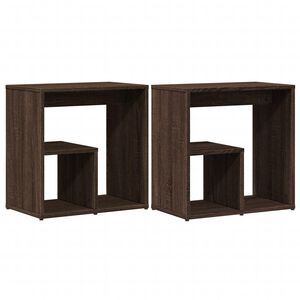 vidaXL Bijzettafels 2 st 50x30x50 cm bewerkt hout bruin eikenkleurig