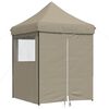 vidaXL Partytent inklapbaar pop-up met 4 zijwanden taupe