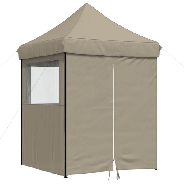 vidaXL Partytent inklapbaar pop-up met 4 zijwanden taupe
