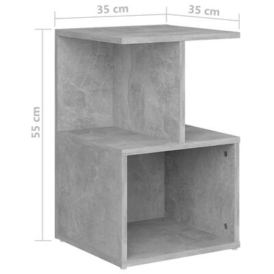vidaXL Nachtkastjes 2 st 35x35x55 cm bewerkt hout betongrijs
